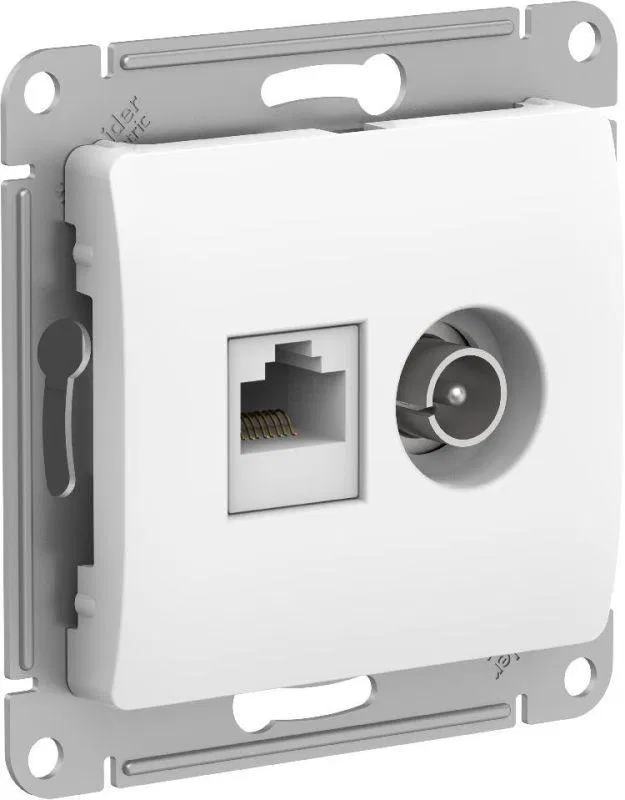 Розетка компьютерная + телевизионная 2-м Glossa RJ45 кат.5E + TV механизм бел. SE GSL000189 Systeme Electric