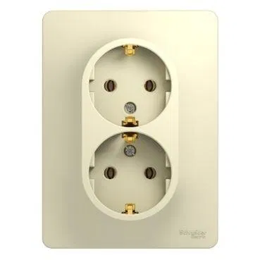 Розетка 2-м СП Glossa 16А IP20 с заземл. в сборе беж. SE GSL000224 Systeme Electric