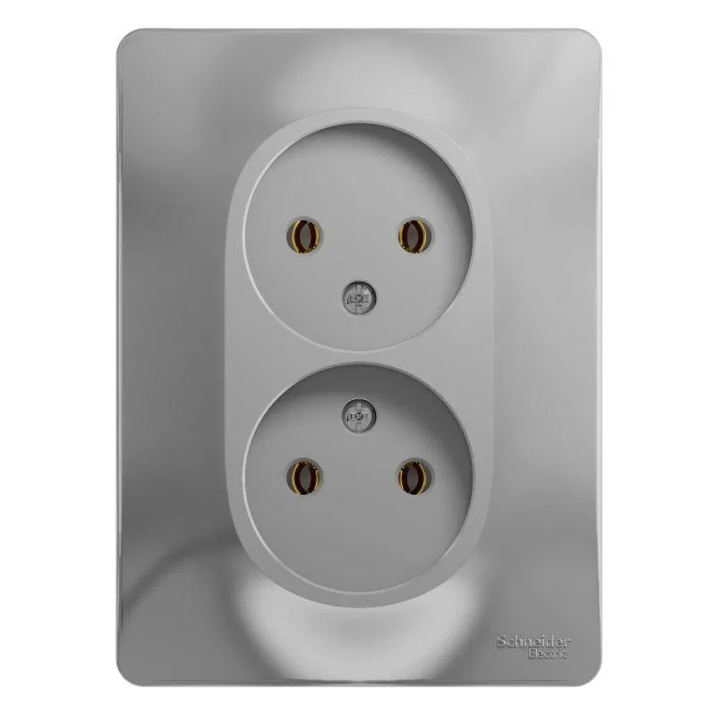 Розетка 2-м СП Glossa 16А IP20 без заземл. в сборе алюм. SE GSL000320 Systeme Electric