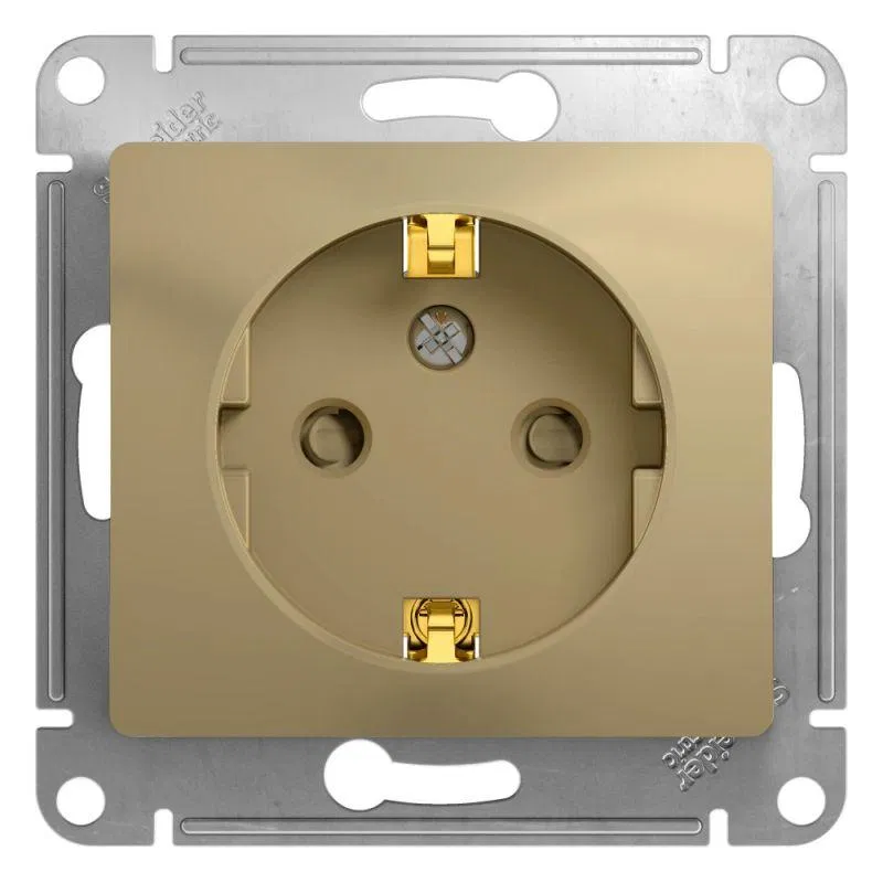 Розетка 1-м СП Glossa 16А IP20 с заземл. защ. шторки механизм титан SE GSL000445 Systeme Electric