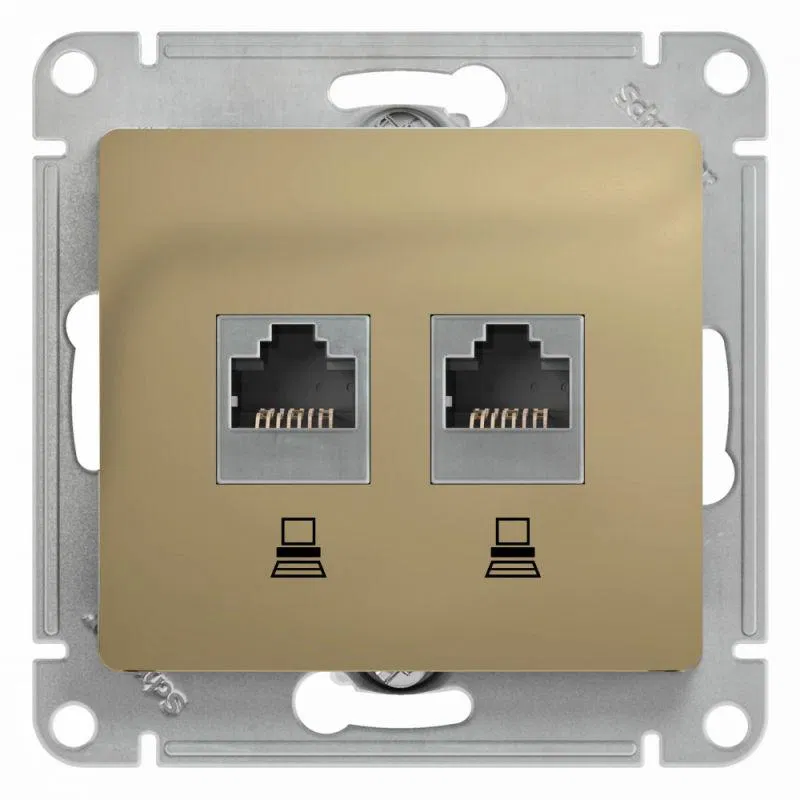 Розетка компьютерная 2-м Glossa RJ45 кат.5E механизм титан SE GSL000485KK Systeme Electric