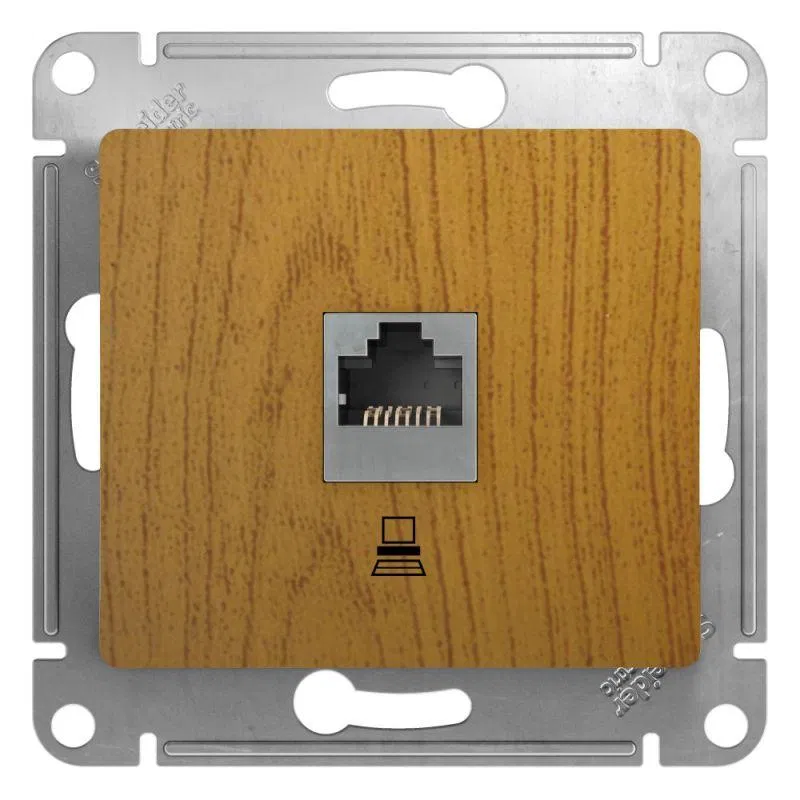 Розетка компьютерная 1-м СП Glossa RJ45 кат.5E механизм дерево дуб SE GSL000581K Systeme Electric