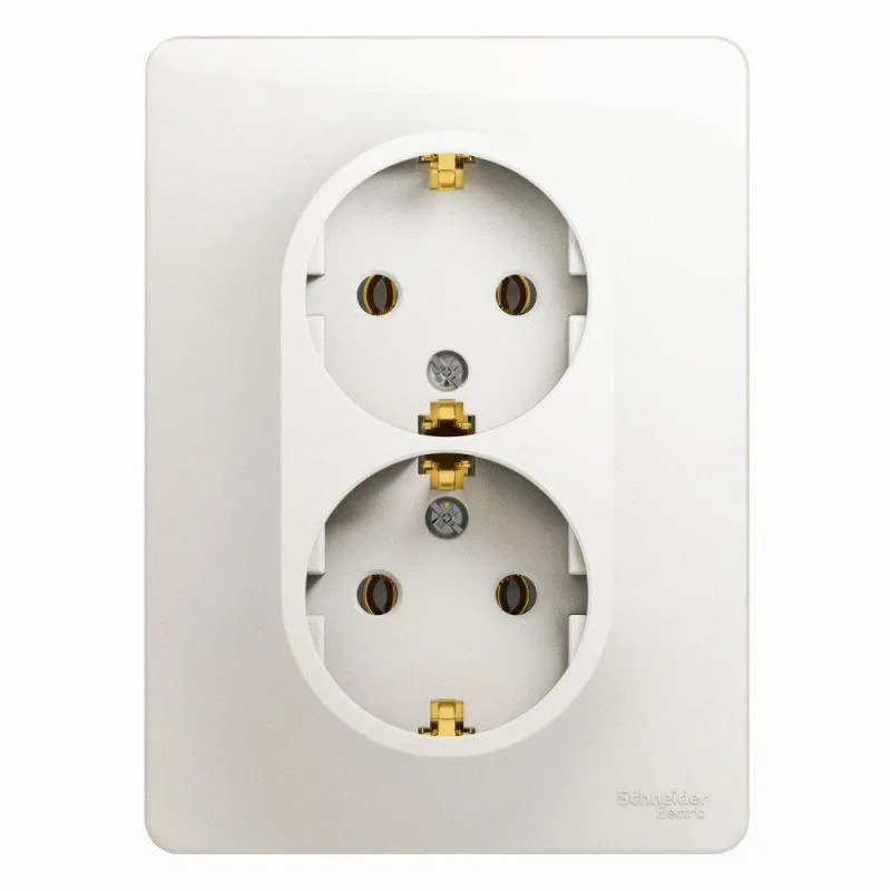 Розетка 2-м СП Glossa 16А IP20 с заземл. в сборе перламутр. SE GSL000624 Systeme Electric