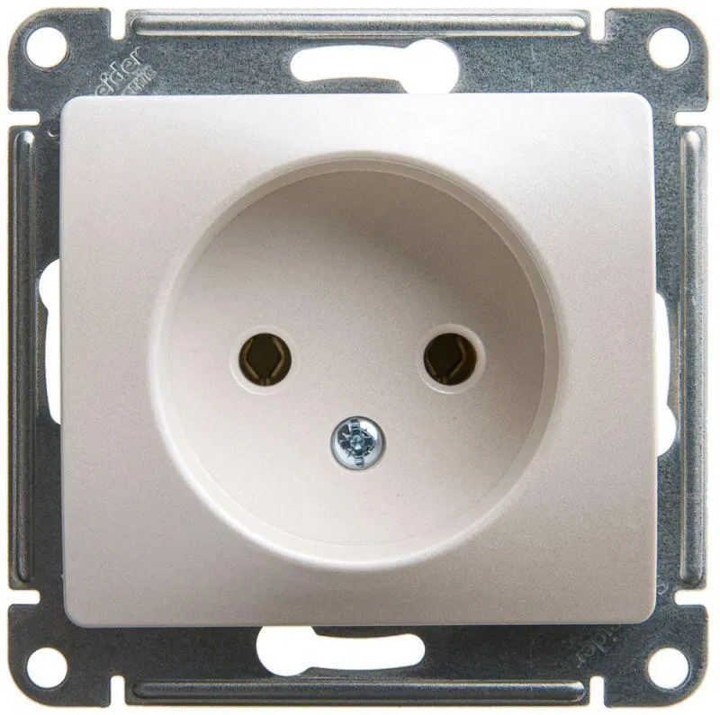 Розетка 1-м СП Glossa 16А IP20 250В без заземл. механизм перламутр. SE GSL000641 Systeme Electric