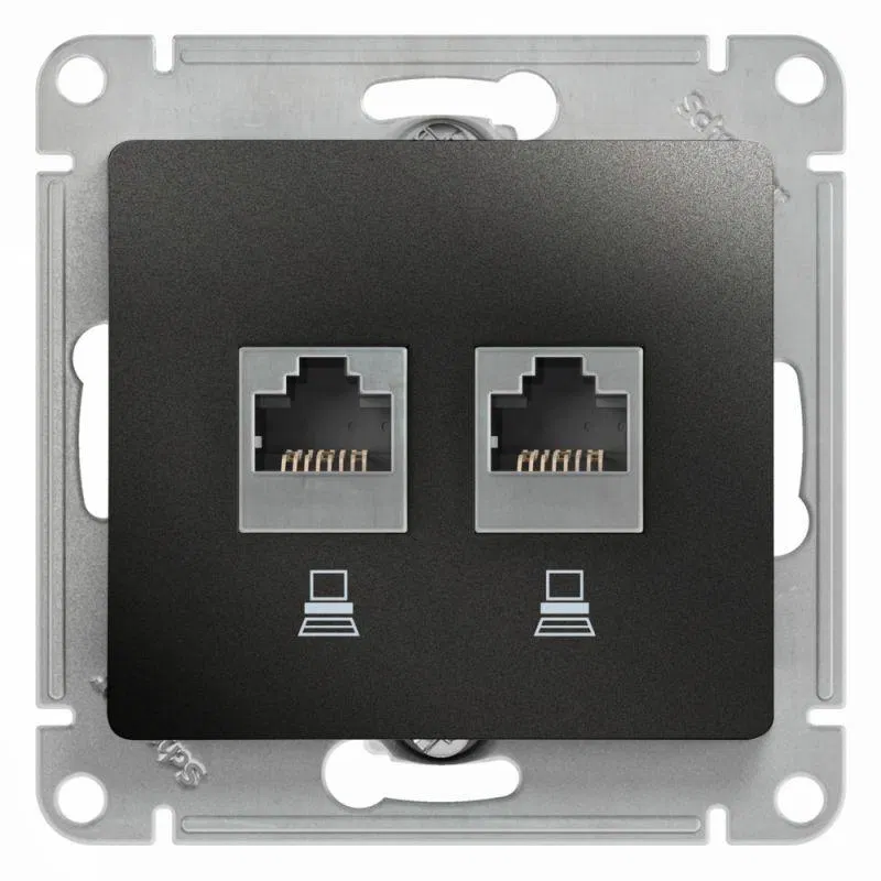 Розетка компьютерная 2-м Glossa RJ45 кат.5E механизм антрацит SE GSL000785KK Systeme Electric