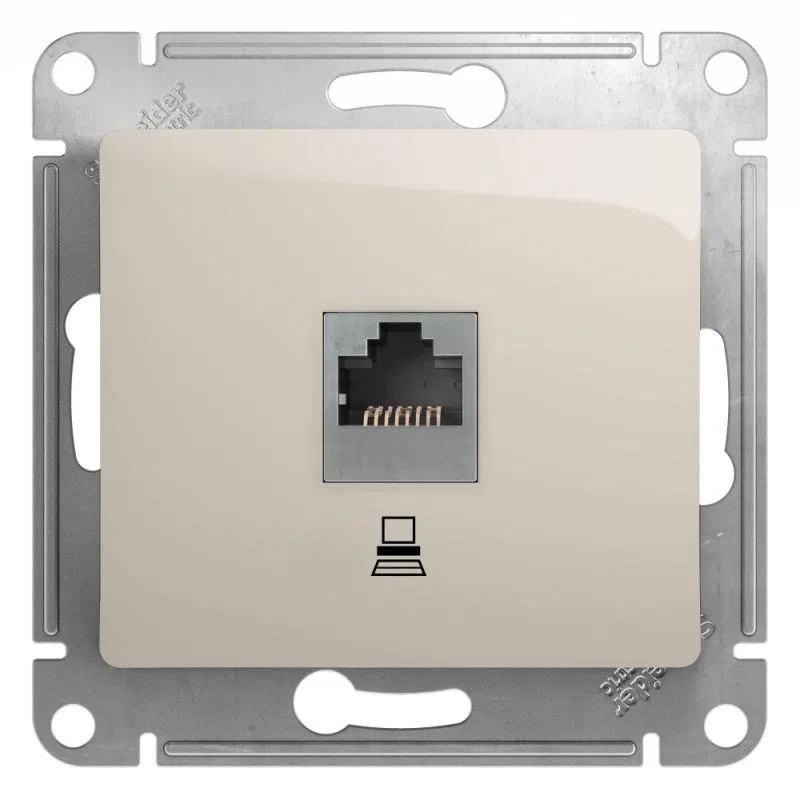 Розетка компьютерная 1-м Glossa RJ45 кат.5E механизм молочн. SE GSL000981K Systeme Electric