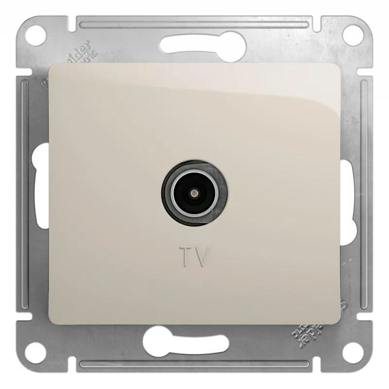 Розетка телевизионная оконечная TV 1-м СП Glossa 1дБ механизм молочн. SE GSL000991 Systeme Electric