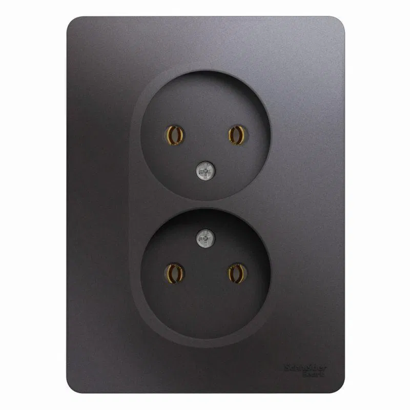 Розетка 2-м СП Glossa 16А IP20 250В без заземл. в сборе графит SE GSL001320 Systeme Electric