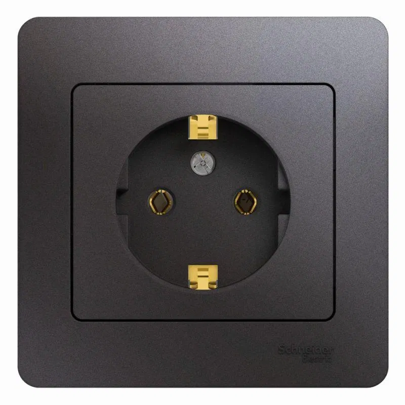 Розетка 1-м СП Glossa 16А IP20 250В с заземл. в сборе графит SE GSL001342 Systeme Electric