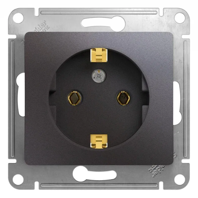 Розетка 1-м СП Glossa 16А IP20 250В с заземл. механизм графит SE GSL001343 Systeme Electric