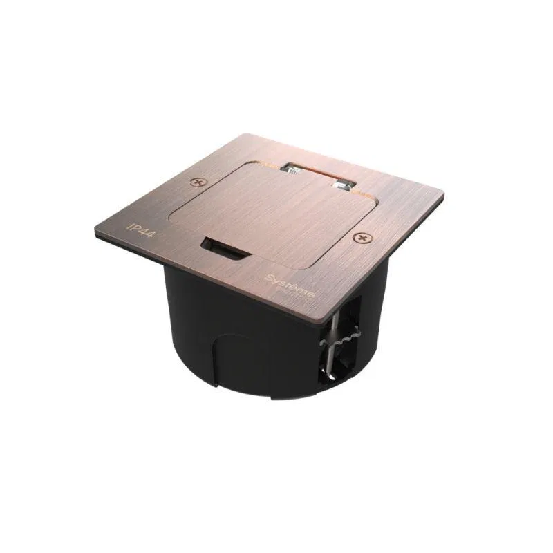 Лючок MultiDesk MDK20 на 2мод. IP44 с монтажной коробкой для стены фальшпола стола медь SE MDK20102CA Systeme Electric