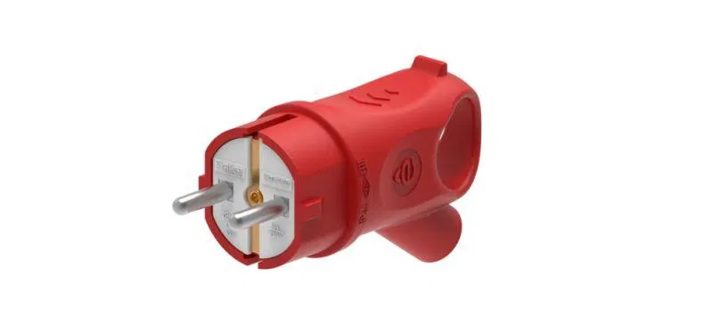 Вилка угловая 16А 2P+E 250В IP44 MultiSet каучук красн. SE MST1402RD Systeme Electric