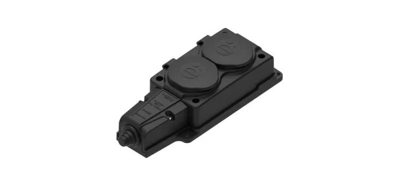 Колодка удлинителя 2-м MultiSet 16А 250В IP44 с заземл. каучук черн. SE MST4102BK Systeme Electric