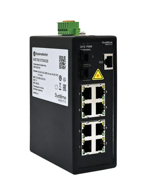Коммутатор промышленный управляемый Ethernet L2 8х10/100/1000BaseT 2х100/1000/2500BaseX SFP SE NSETM210T08X02B Systeme Electric