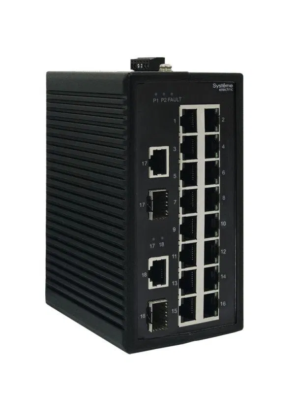 Коммутатор промышленный неуправляемый Ethernet 16х10/100BaseT 2х100/1000BaseX SFP SE NSETU118T16X02A Systeme Electric