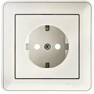 Розетка 1-м СП W59 16А IP20 с заземл. защ. шторки в сборе бел. SE RS16-152-18 Systeme Electric