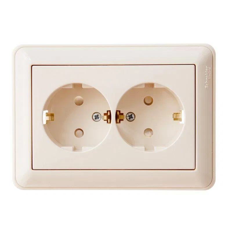 Розетка 2-м СП W59 16А IP20 с заземл. защ. шторки в сборе сл. кость SE RS16-255-28 Systeme Electric