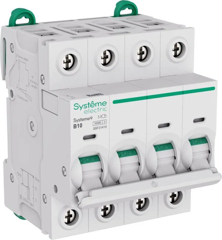 Выключатель автоматический 4п B 10А 10кА Systeme9 400В SE S9F31410 Systeme Electric