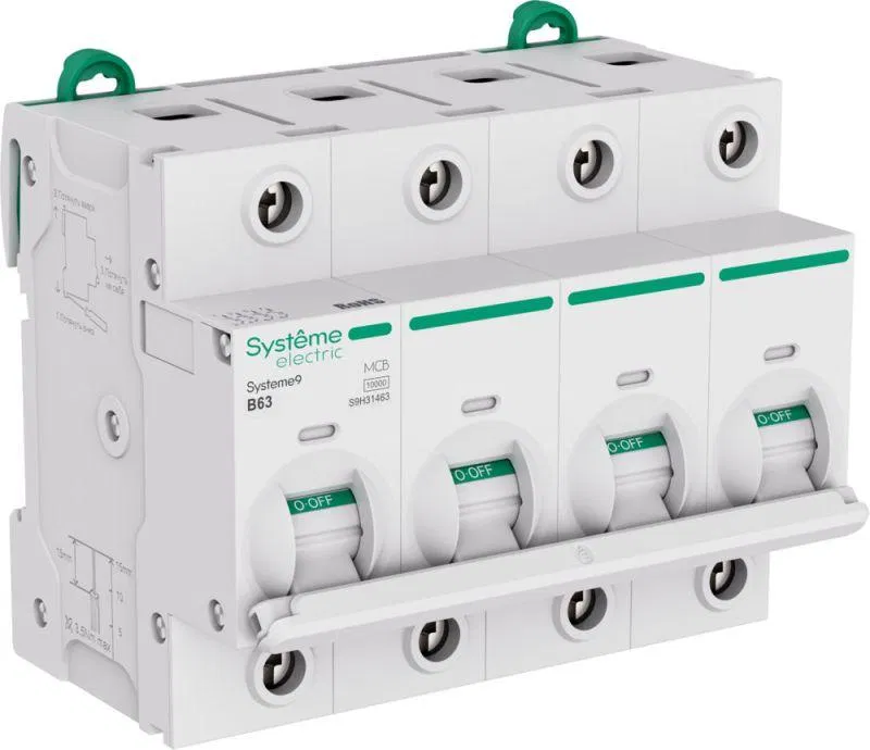 Выключатель автоматический 4п B 63А 10кА Systeme9 400В 27мм SE S9H31463 Systeme Electric