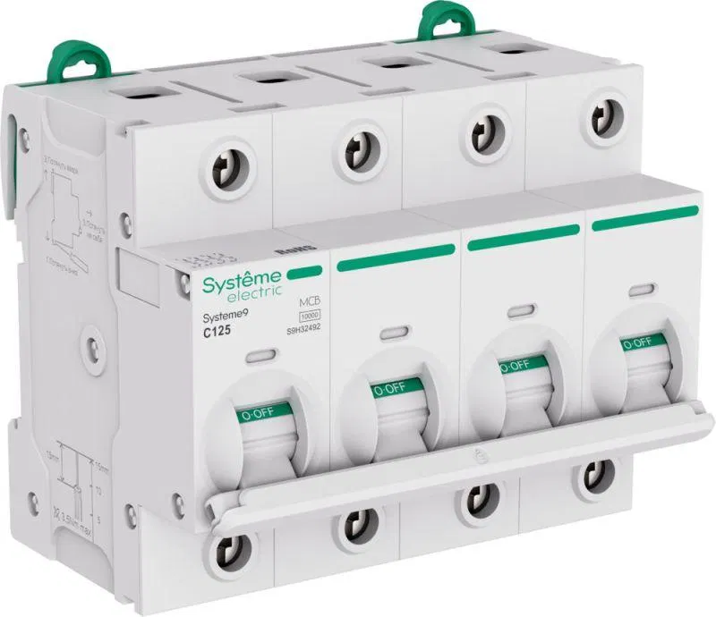 Выключатель автоматический 4п C 125А 10кА Systeme9 400В 27мм SE S9H32492 Systeme Electric