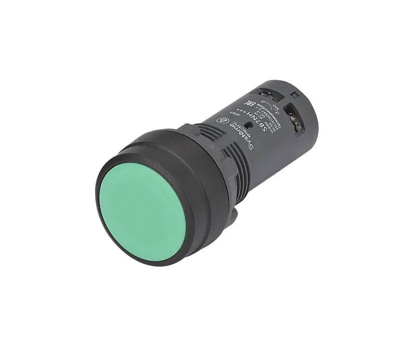 Кнопка моноблочная SB7 22мм с фиксацией пластик 1НО+1НЗ IP65 зел. SE SB7NH35 Systeme Electric