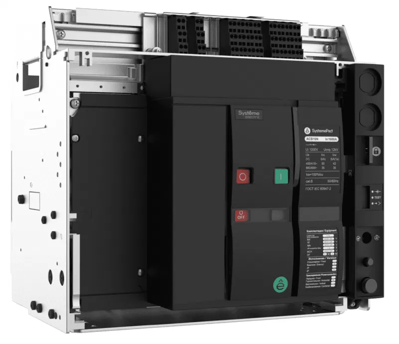 Выключатель-разъединитель воздушный 4п 1250А SystemePact ACB16NA выкатн. ГП MCH+MX+XF AC 230В SE SPA16NA124DHNN54RU Systeme Electric