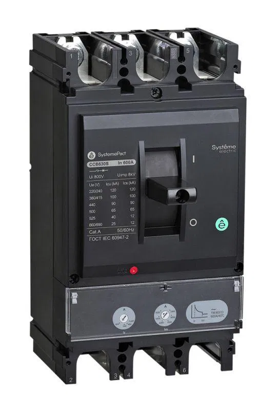 Выключатель автоматический SYSTEMEPACT CCB630 50кА 3P3D TMD600 рычаг SE SPC630N600L3DF Systeme Electric