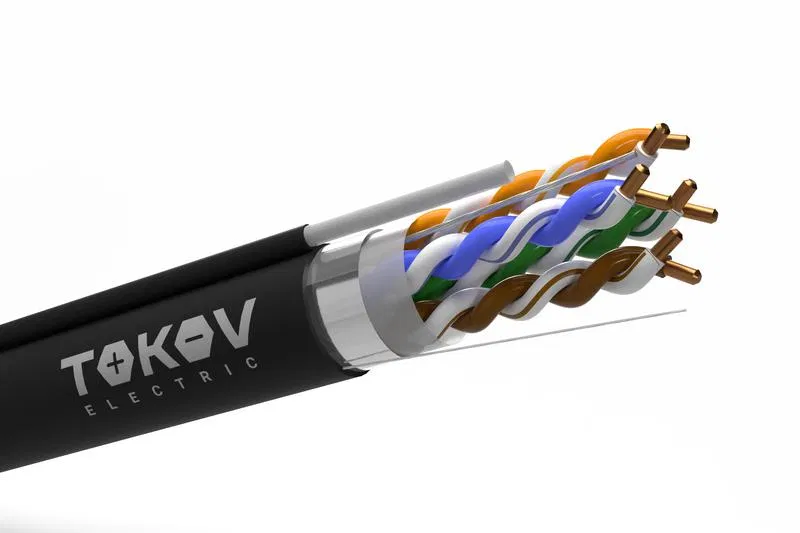 Кабель витая пара F/UTP 4х2х24AWG(0.48мм) + трос кат.5E PE outdoor Fluke tested 305м (м) TOKOV ELECTRIC TKE-C05-F/UTP-42-5E-305-ODC 1980915А