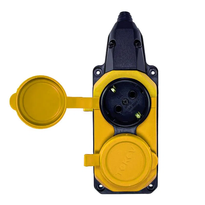 Колодка удлинителя 2-м с заземл. 16А IP44 каучук желт. TOKOV TKE-C07-KK2-Z TOKOV ELECTRIC