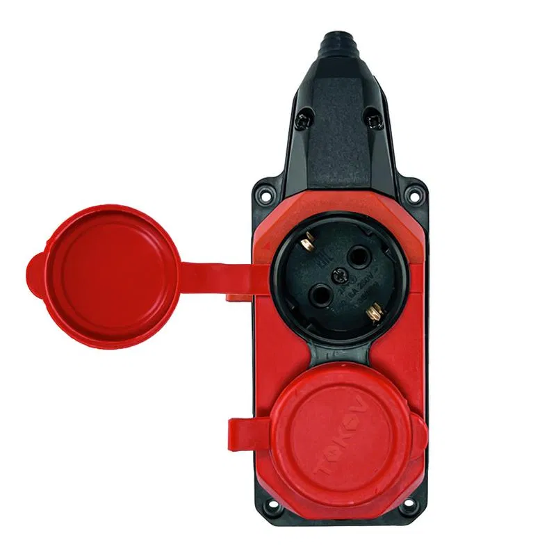 Колодка удлинителя 2-м с заземл. 16А IP44 каучук красн. TOKOV TKE-C13-KK2-Z TOKOV ELECTRIC