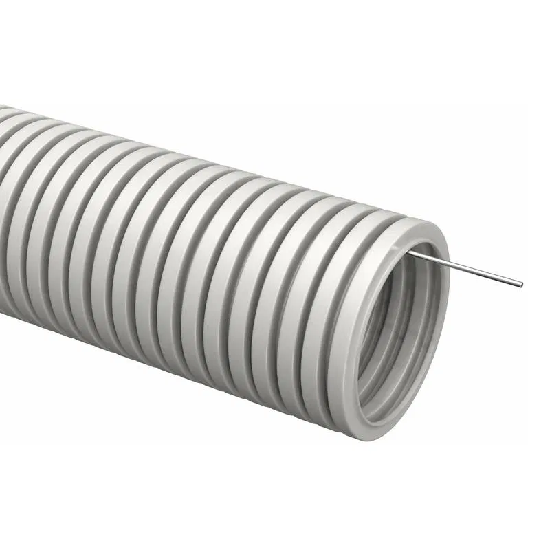 Труба гофрированная ПВХ d32мм с протяжкой сер. (уп.50м) TOKOV ELECTRIC TKE-TG/P-32-C06/50