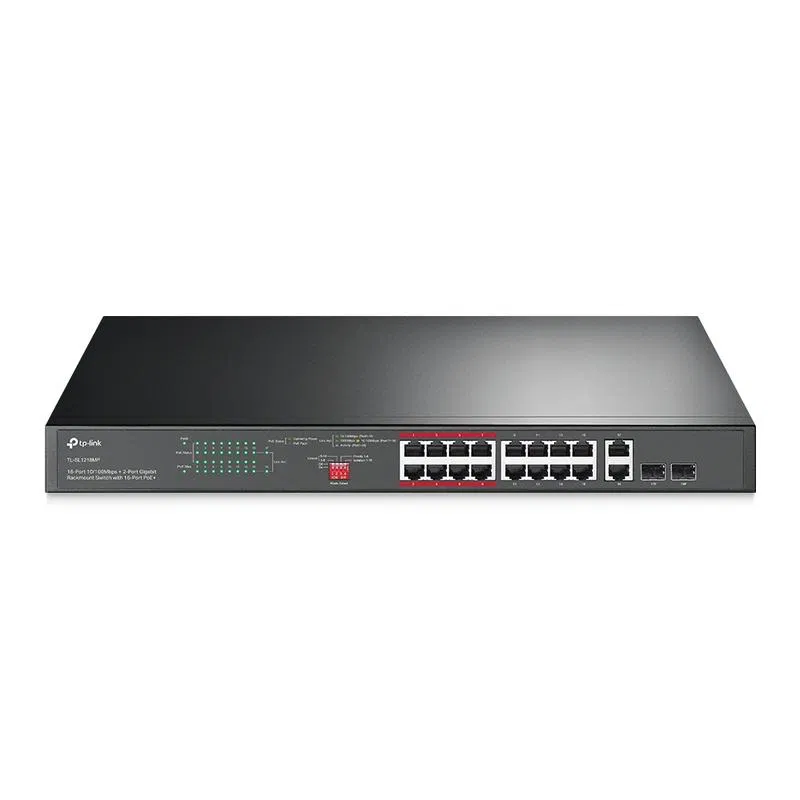 Коммутатор TL-SL1218MP неуправляемый PoE на 16 портов 10/100Мбит/с и 2 гигабитных порта TP-Link 1687659