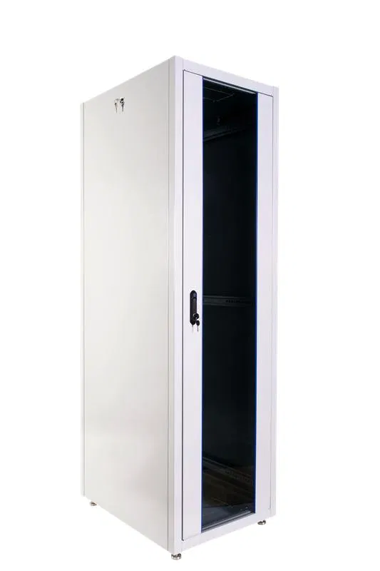 Шкаф коммутационный напольный ШТК-Э-48.6.8-13АА 48U 600х800мм передн. двер. стеклян. метал. 2 боков. панель 710х715х2254 сер. ЦМО 1789506