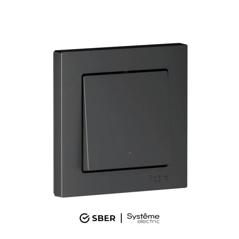 Выключатель 1-кл. AtlasDesign Smart 10А (сх. 1) L+N с подсветкой Zigbee механизм карбон SE ATN001013Z Умный дом Sber & Systeme Electric