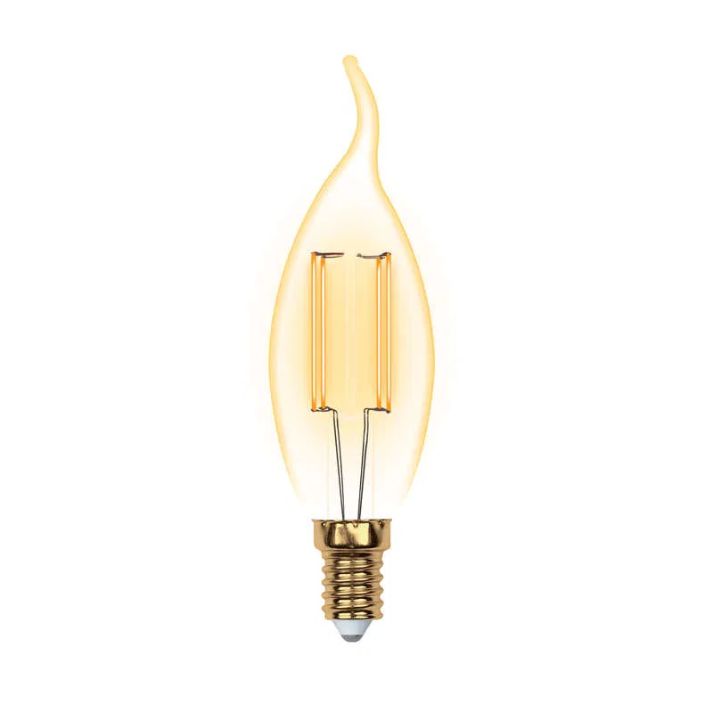 Лампа светодиодная LED-CW35-5W/GOLDEN/E14 GLV21GO Vintage форма "свеча на ветру" зол. колба упак. картон Uniel UL-00002397