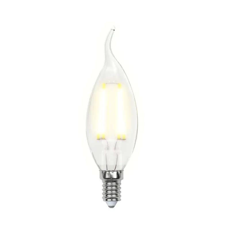 Лампа светодиодная LED-CW35-5W/WW/E14/CL/DIM GLA01TR форма "свеча на ветру" прозр. Air свет теплый бел. 3000К упак. картон. диммир. Uniel UL-00002863