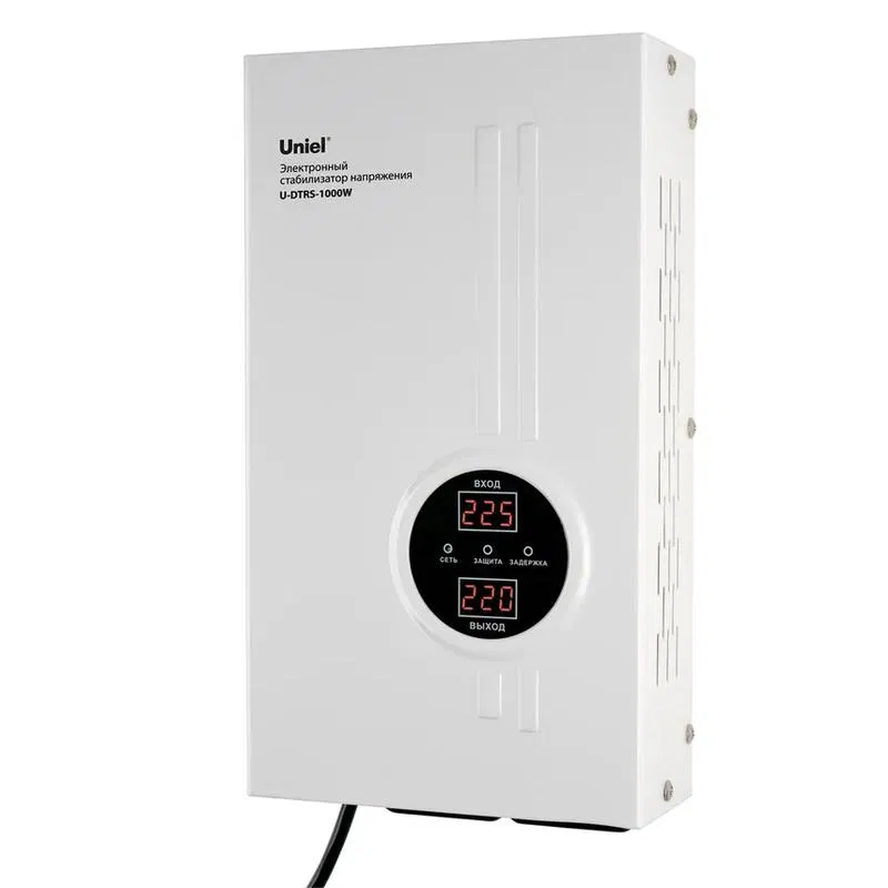 Стабилизатор напряжения U-DTRS-1000W 1ф 1кВА релейный ультратонкий настен. Uniel UL-00010577