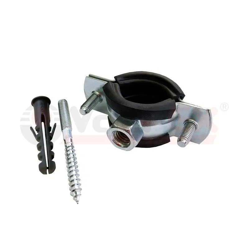 Хомут с резиновым уплотнением 1 1/2дюйм (в компл. шпилька М8х80 и дюбель) (150) оцинк. VALFEX 45WR-48
