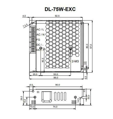 Драйвер для светодиодной ленты DONE POWER T70 DL-75W-V24-EXC 75Вт 24В IP20 99х53х26мм VARTON