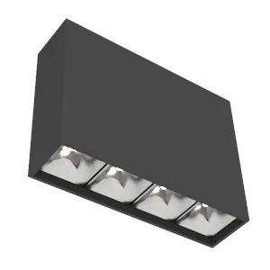 Светильник светодиодный DL-Box Reflect Multi 1х4 14Вт 4000К 150х40х115 накладной 35град.х75град. RAL9005 черн. муар диммер DALI VARTON V1-R0-90252-20D23-2001440