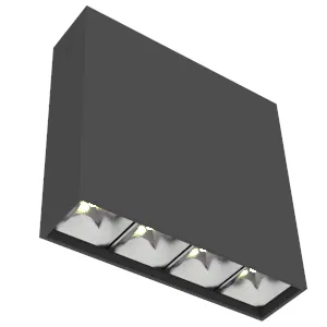 Светильник светодиодный DL-Box Reflect Multi 1х4 10Вт 4000К 150х40х150 накладной 55град. RAL9005 черн. муар VARTON V1-R0-90253-20L55-2001040