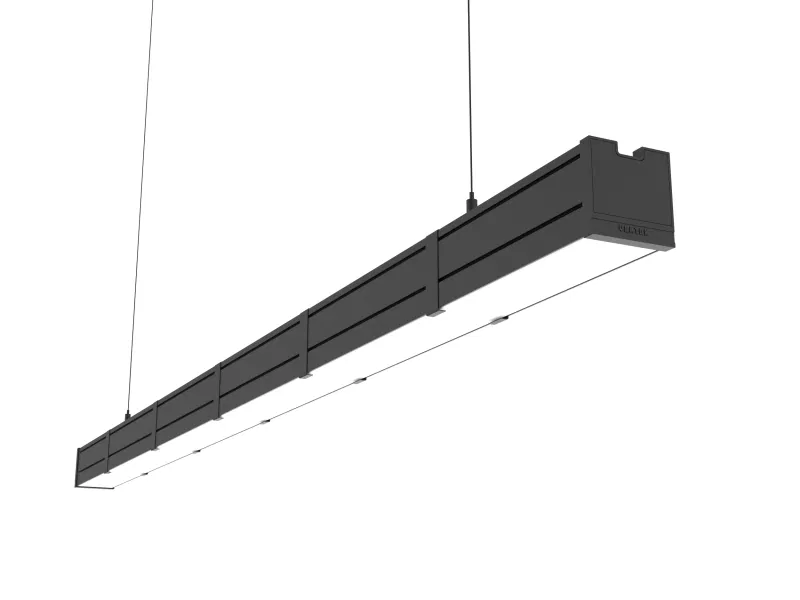Светильник светодиодный Mercury Pro GL 1516х66х68 50Вт 3000К CRI90 подвесной/накладной рассеив. опал закал. стекло RAL9005 черн. муар с декоративным проводом 2м и комплектом подвесов 2м диммер DALI VARTON V1-R0-9R258-31GOD-5405030