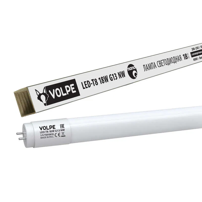 Лампа светодиодная LED-T8-18W/NW/G13/FR/FIX/N 18Вт матовая бел. G13 неповорот. Volpe UL-00001456