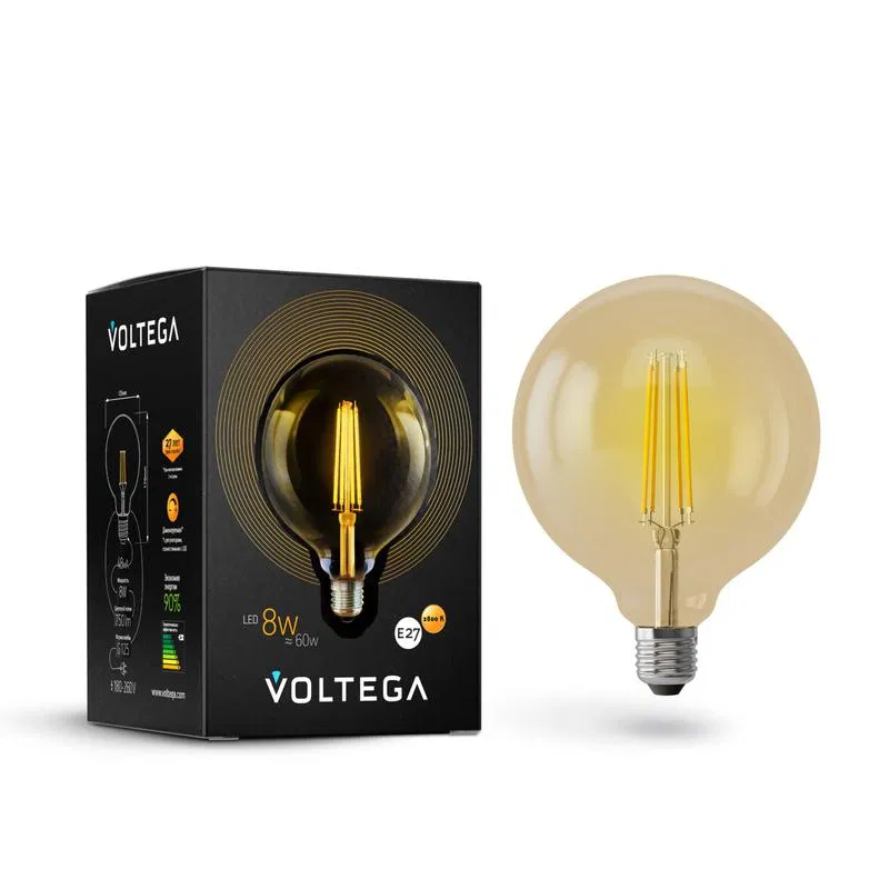 Лампа светодиодная Loft Led G125 8Вт 2800К E27 DIM Voltega 6838