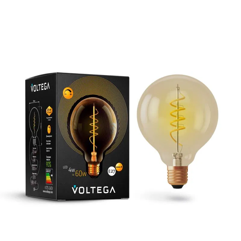Лампа светодиодная Loft Led G95 4Вт 2000К E27 DIM Voltega 7076