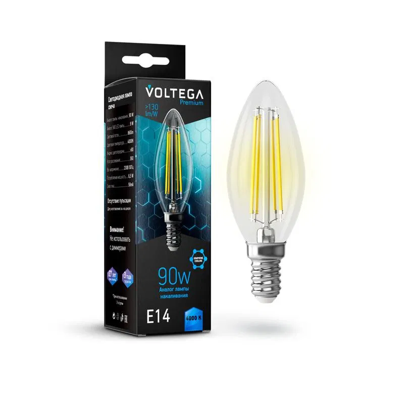 Лампа светодиодная Crystal Graphene Candle 9Вт 4000К E14 Voltega 7135