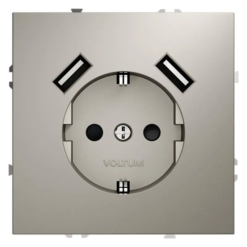 Розетка 1-м СП S70 16А с USB A+A с заземл. защ. шторки механизм кашемир Voltum VLS040403
