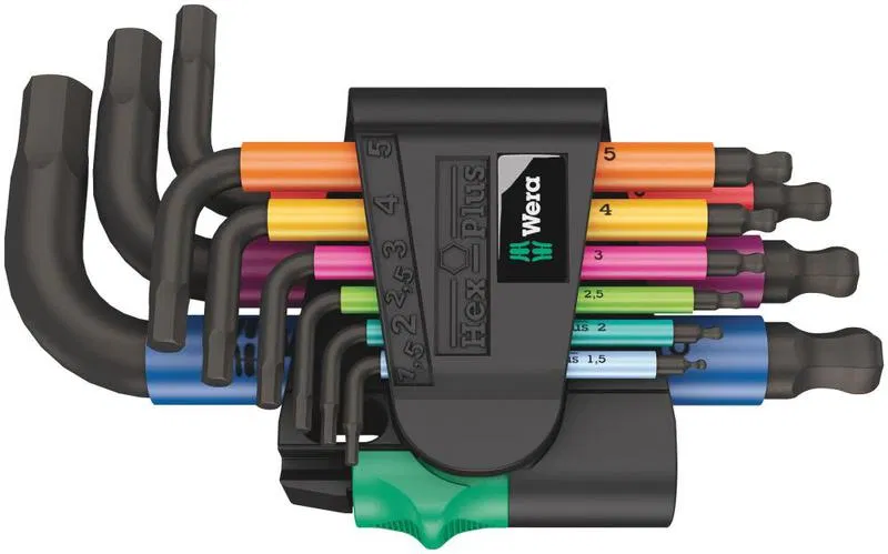 Набор Г-образных ключей 950/9 SPKS Hex-Plus Multicolour BlackLaser 2 9 предметов (1.5/2/2.5/3/4/5/6/8/10мм) Wera WE-133164
