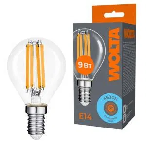 Лампа светодиодная Filament G45 9Вт шар прозрачная 6500К E14 810лм WOLTA WF-G45-9W6KE14