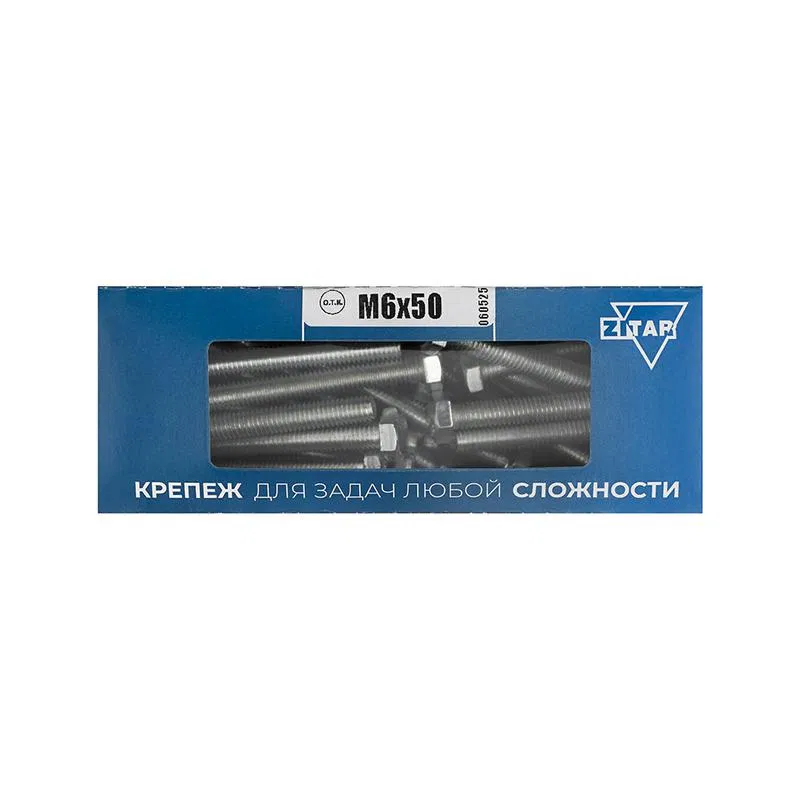 Болт с шестигранной головкой М6х50 DIN 933 оцинк. (уп.40шт) Tech-Krep/Zitar 105205